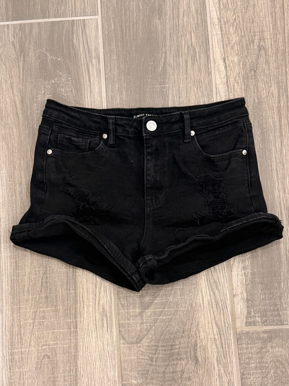 Almost Famous Black Distressed Denim Shorts 7